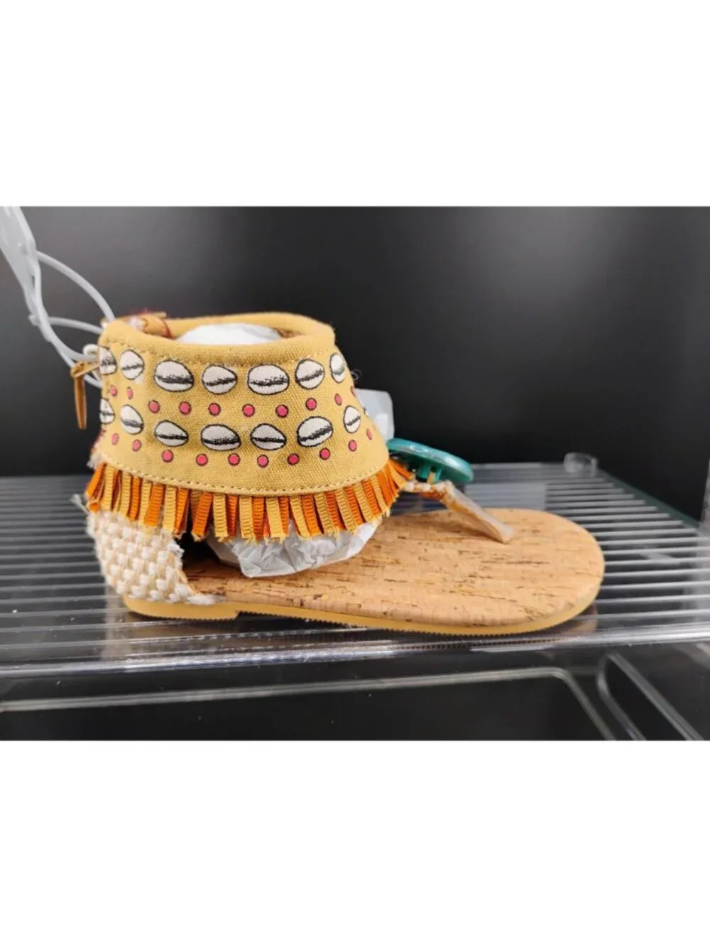 Disney Moana Cork Sole Toddler Sandals With Fringe & Beaded Design Size 7/8
